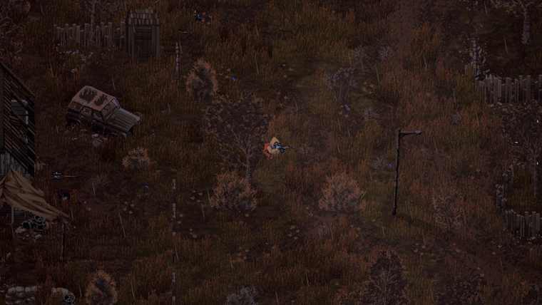 Scavland gameplay: interior of a ruined Soviet-era building